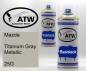 Preview: Mazda, Titanium Gray Metallic, 25G: 400ml Sprühdose + 400ml Klarlack - Set, von ATW Autoteile West.